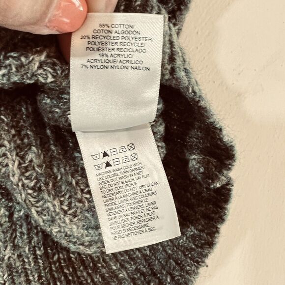 Lucky Brand Cowl Neck Sweater sz Medium Green Boxy Rib Knit Cropped - Picture 6 of 7